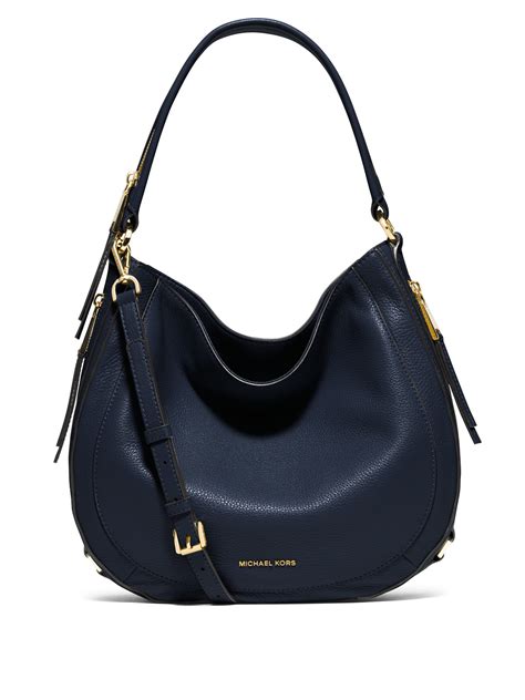 michael kors navy leather hobo bag|small shoulder bag michael kors.